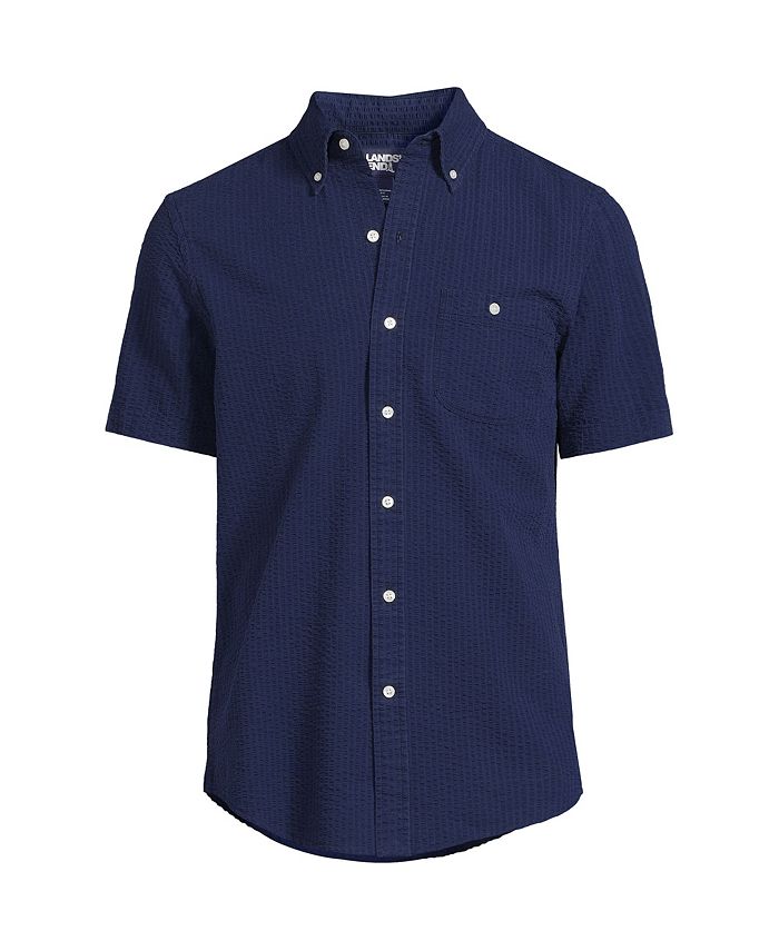 Lands' End Men's Traditional Fit Short Sleeve Seersucker Shirt - Macy's