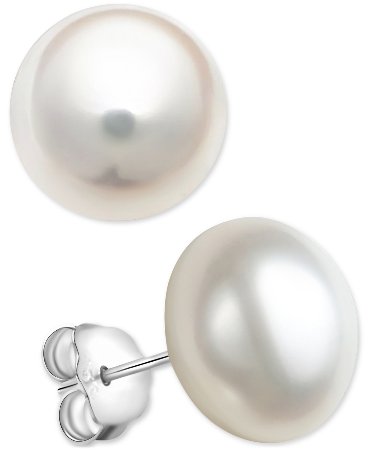 Macy's Cultured Freshwater Pearl (13mm) Stud Earrings In Sterling Silver