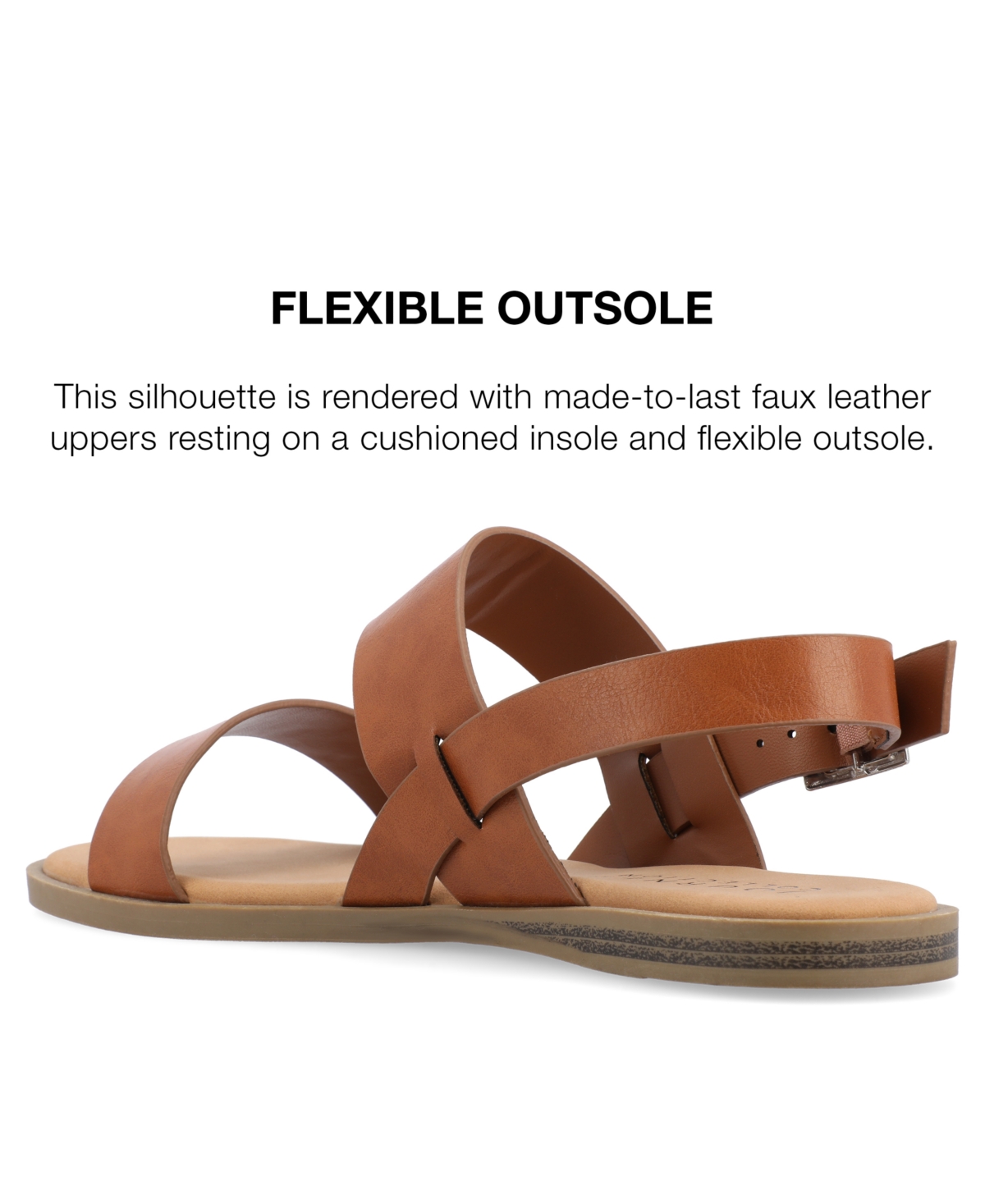 Shop Journee Collection Women's Lavine Double Strap Flat Sandals In Cognac