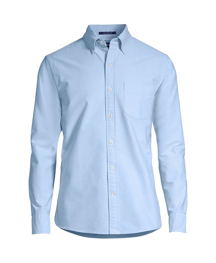 Lands' End Men's Tailored Fit Long Sleeve Sail Rigger Oxford Shirt Macy's