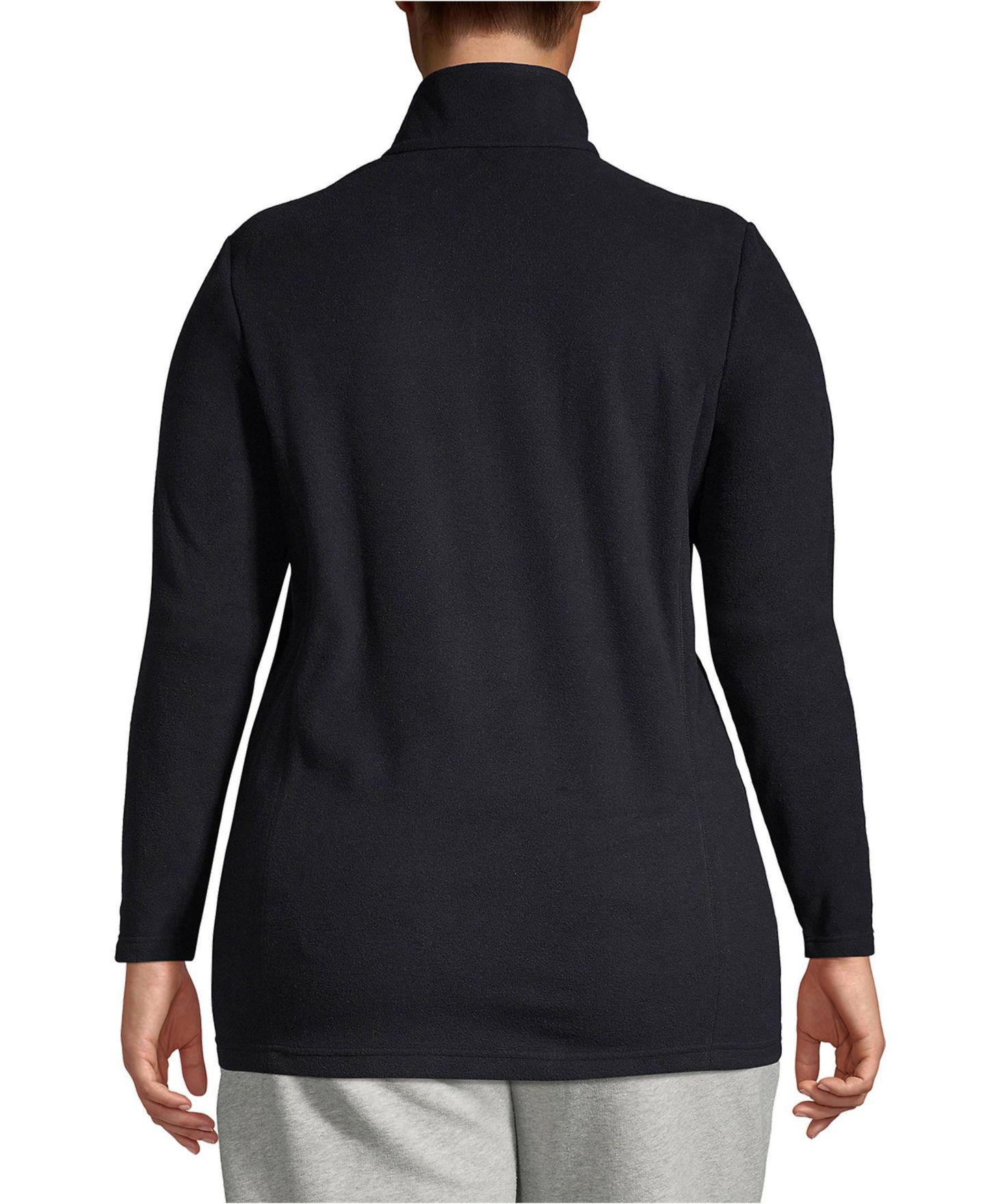 Женский свитер Lands' End Plus Size Anyweather Fleece Quarter Zip Pullover, цвет: Чёрный — фото 4