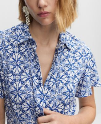 Women's Printed Shirt Jumpsuit