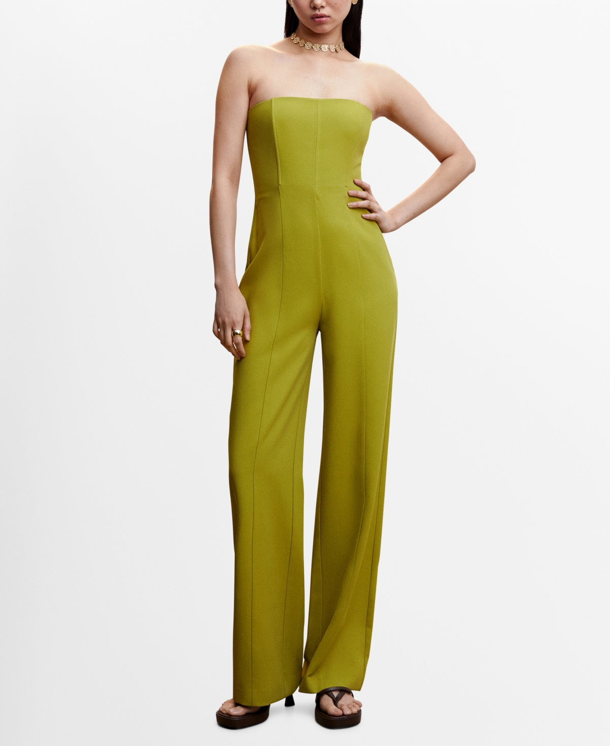 MANGO WOMEN'S STRAPLESS JUMPSUIT