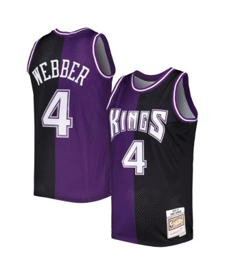 Men's Chris Webber Purple, Black Sacramento Kings Hardwood Classics 2000-01 Split Swingman Jersey