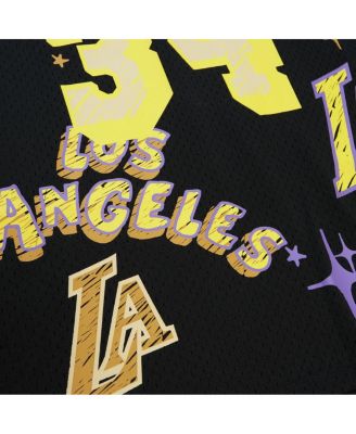 Men's Shaquille O'Neal Black Los Angeles Lakers Swingman Sidewalk Sketch Jersey