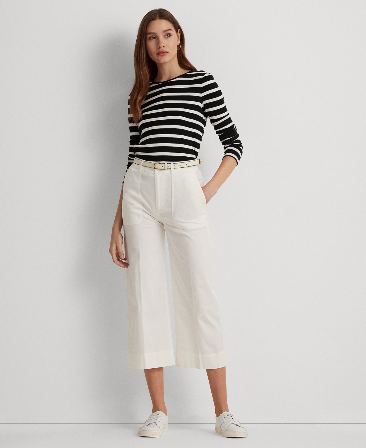 Lauren Ralph Lauren Long-Sleeve Stretch T-Shirt -white
