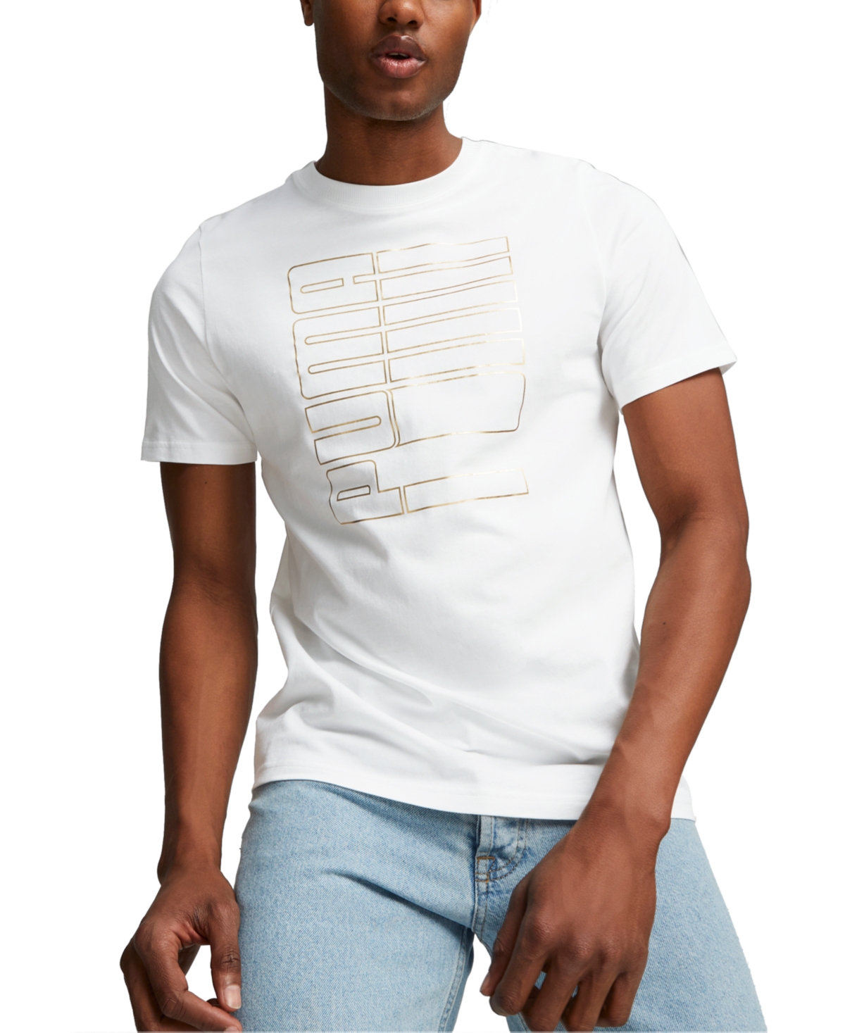 Puma Men's Foil Graphic Cotton T-shirt In  White
