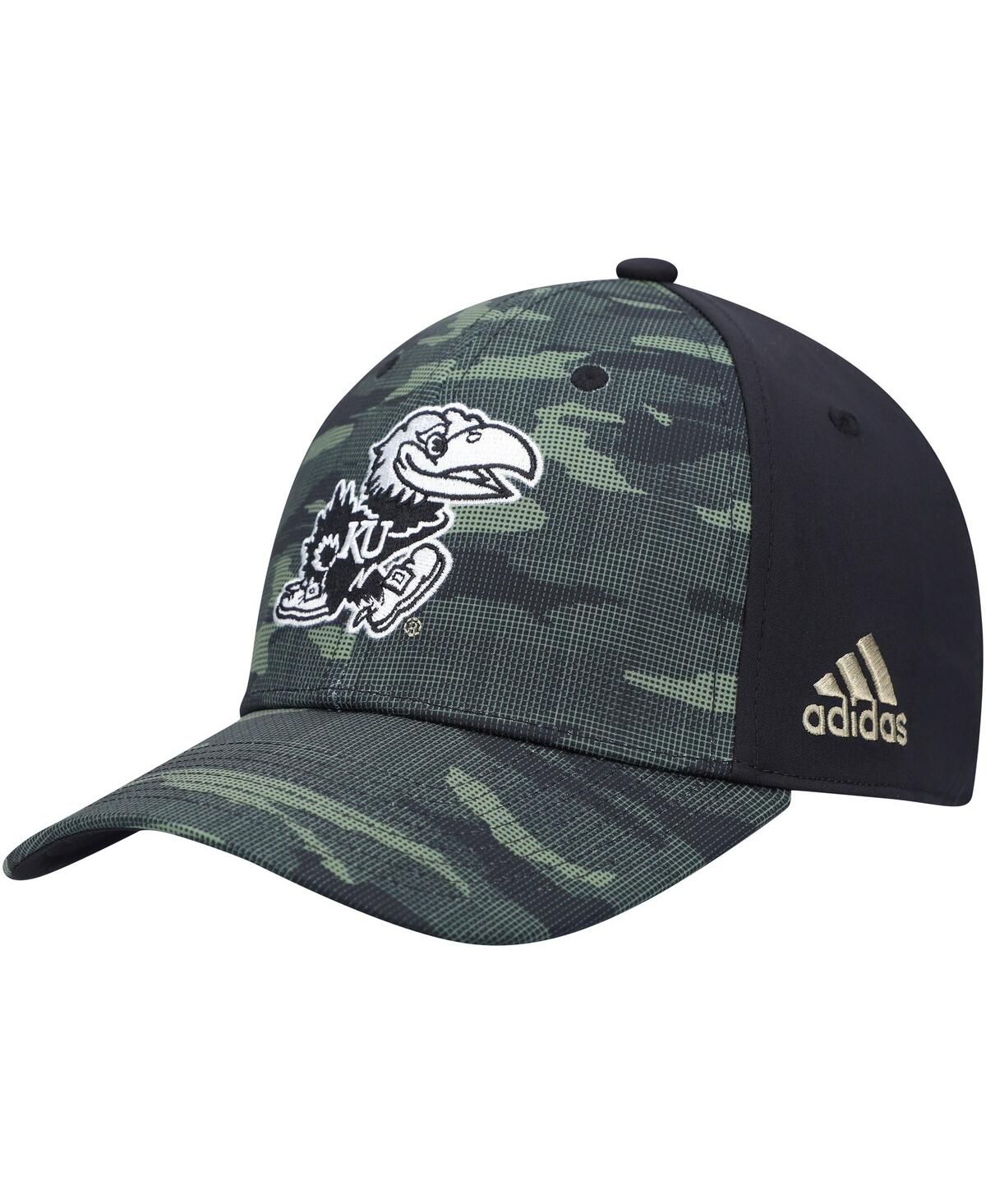 Shop Adidas Originals Men's Adidas Camo Kansas Jayhawks Military-inspired Appreciation Flex Hat