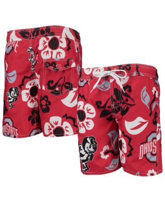 Big Boys Scarlet Ohio State Buckeyes Floral Volley Swim Trunks