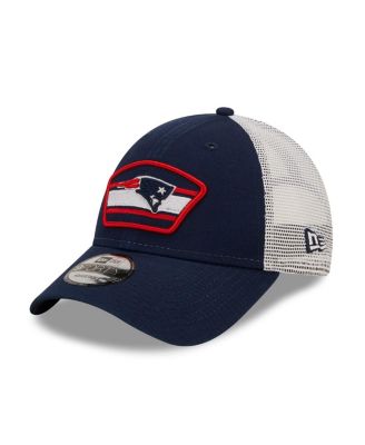 Men's Navy, White New England Patriots Logo Patch Trucker 9FORTY Snapback Hat