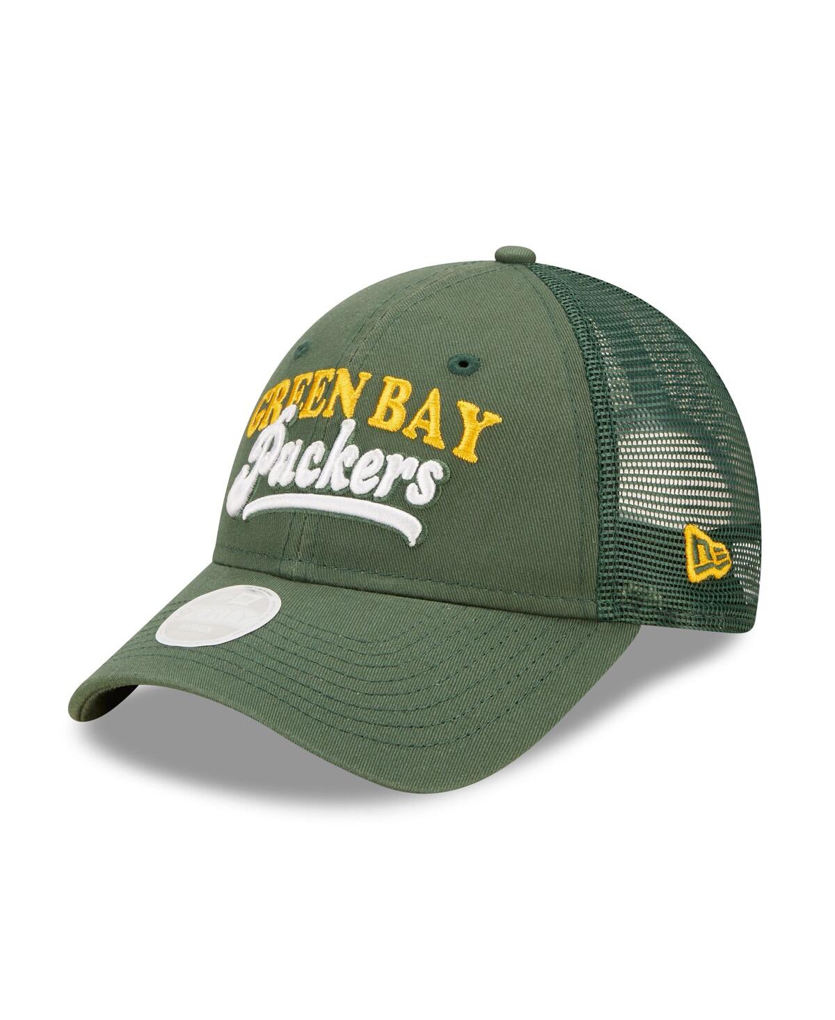 Shop New Era Women's  Green Green Bay Packers Team Trucker 9forty Snapback Hat