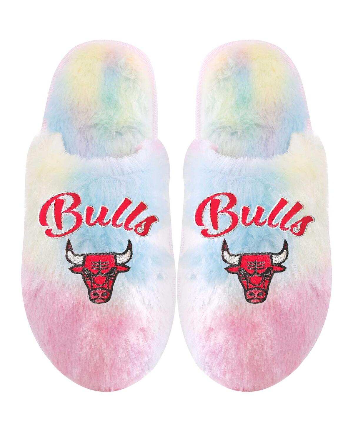Shop Foco Youth Boys And Girls  Chicago Bulls Rainbow Script Slippers In Multi