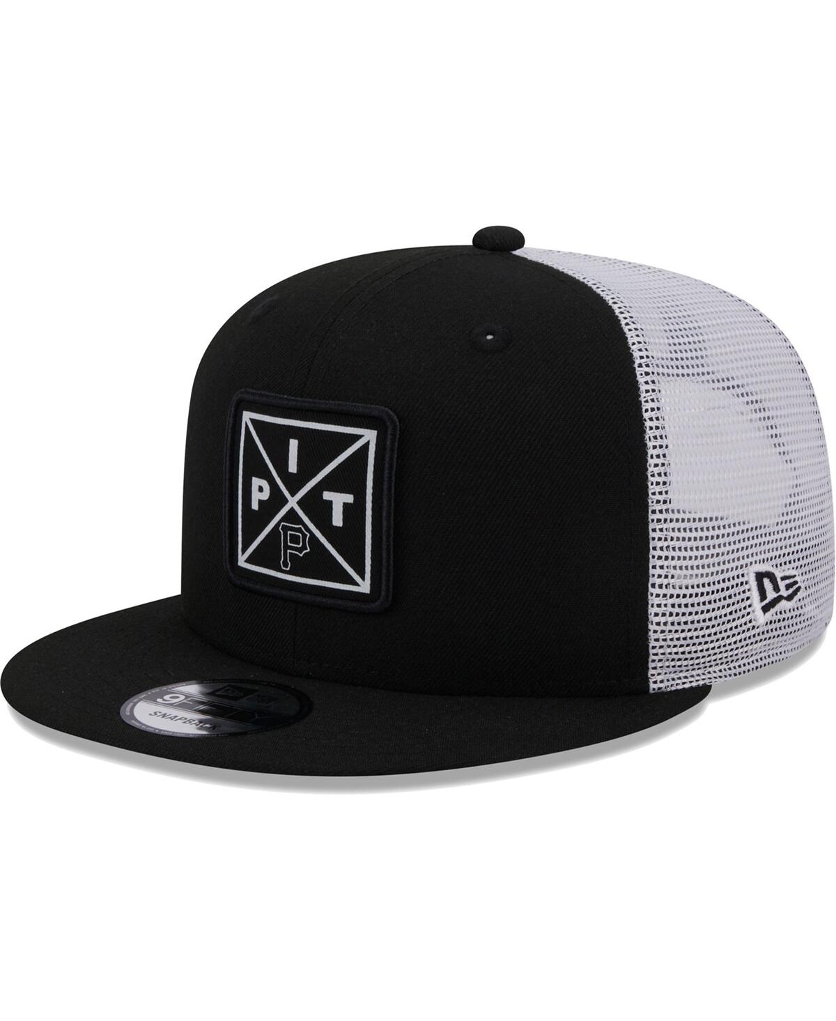 New Era Black Pittsburgh Pirates Vert Squared Trucker 9fifty Hat In Black