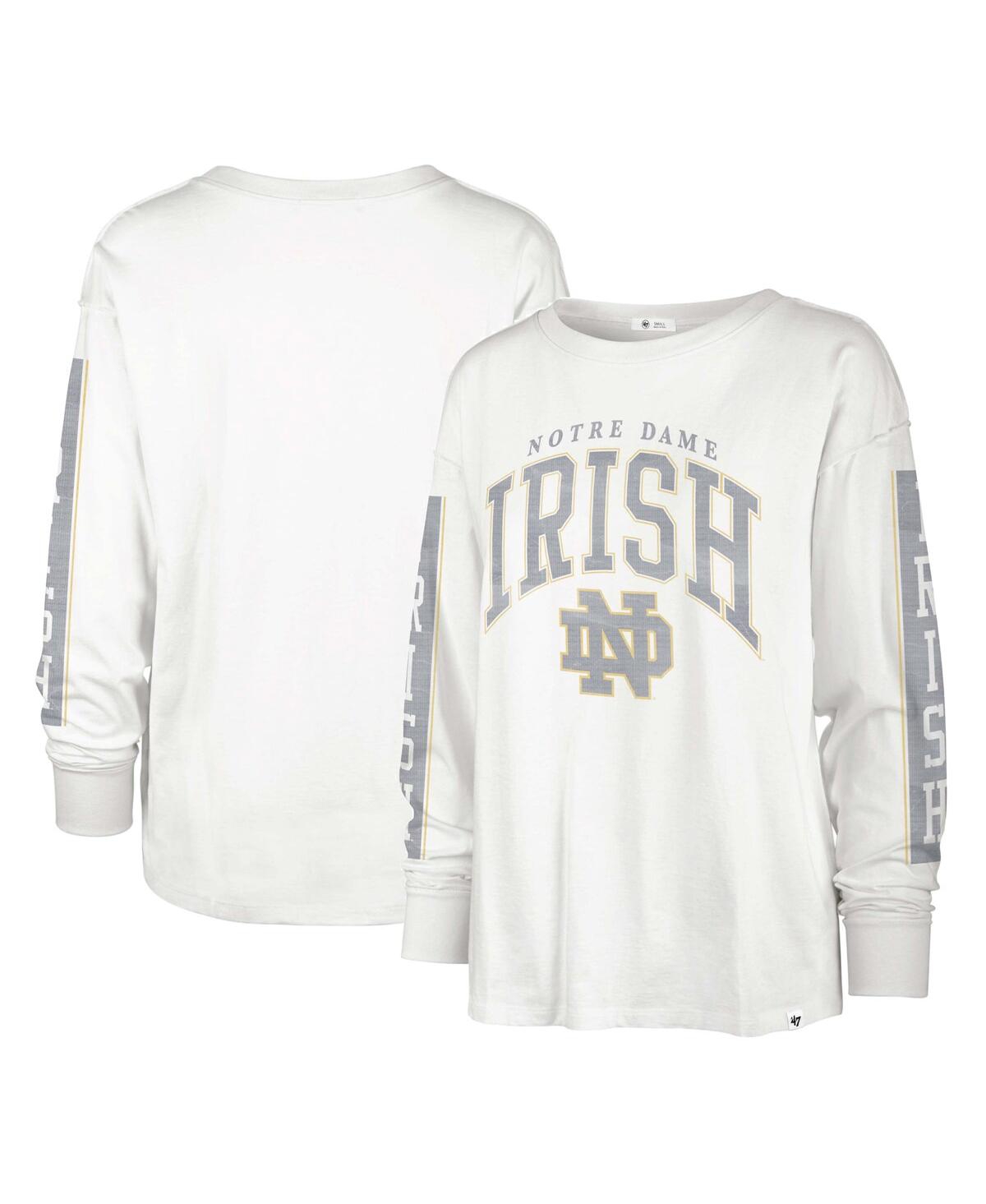 47 BRAND WOMEN'S '47 BRAND WHITE NOTRE DAME FIGHTING IRISH STATEMENT SOA 3-HIT LONG SLEEVE T-SHIRT 