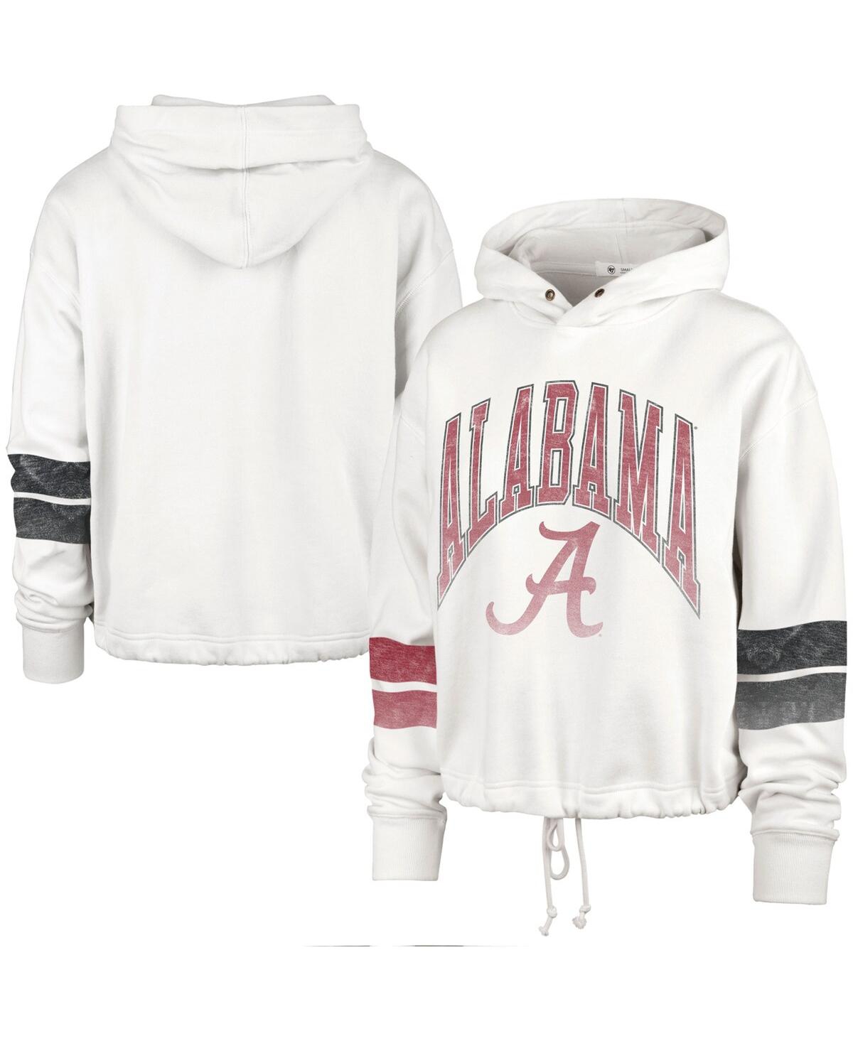 Shop 47 Brand Women's ' Cream Alabama Crimson Tide Harper Adjustable Cropped Pullover Hoodie