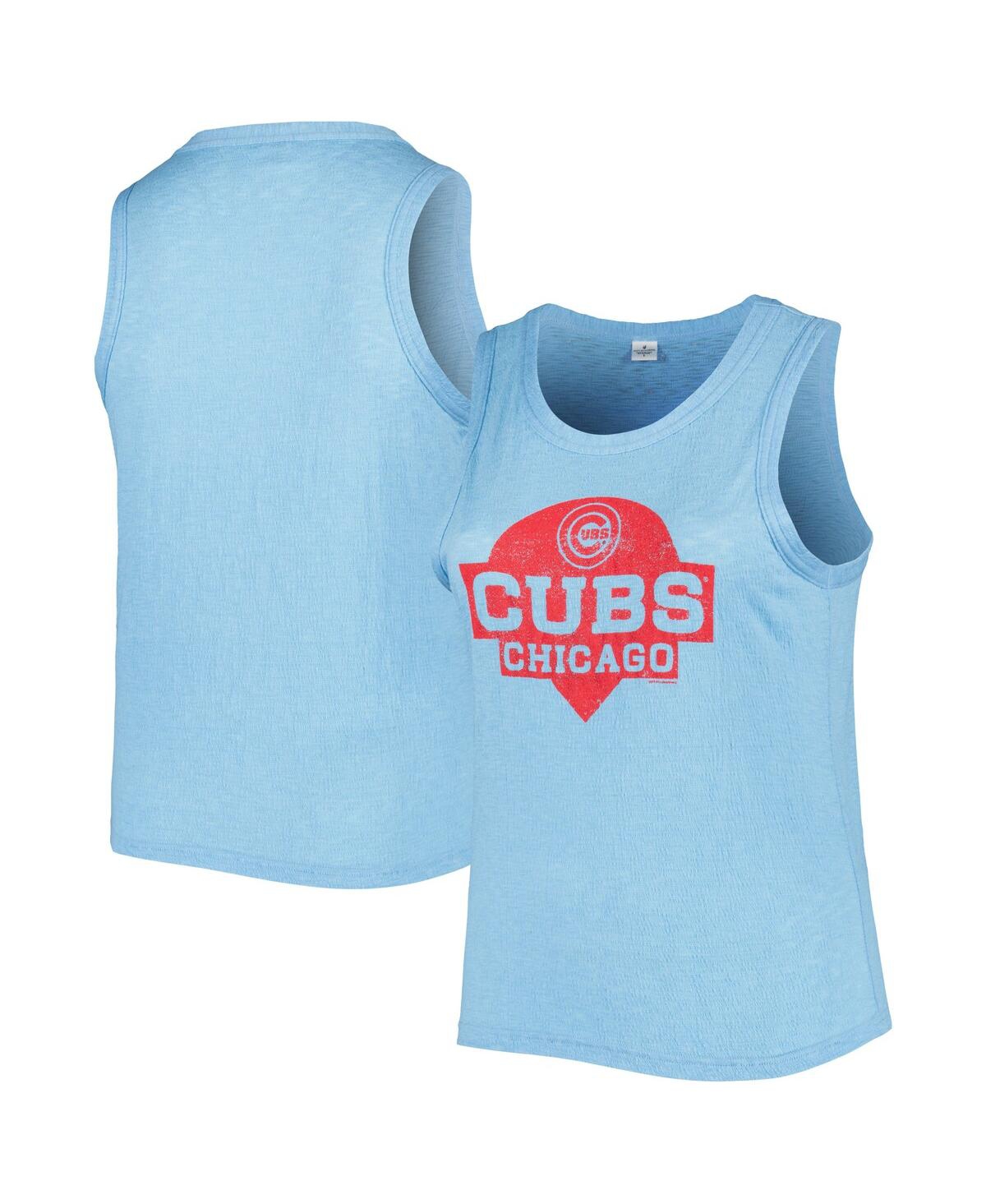 Shop Soft As A Grape Women's  Royal Chicago Cubs Plus Size High Neck Tri-blend Tank Top