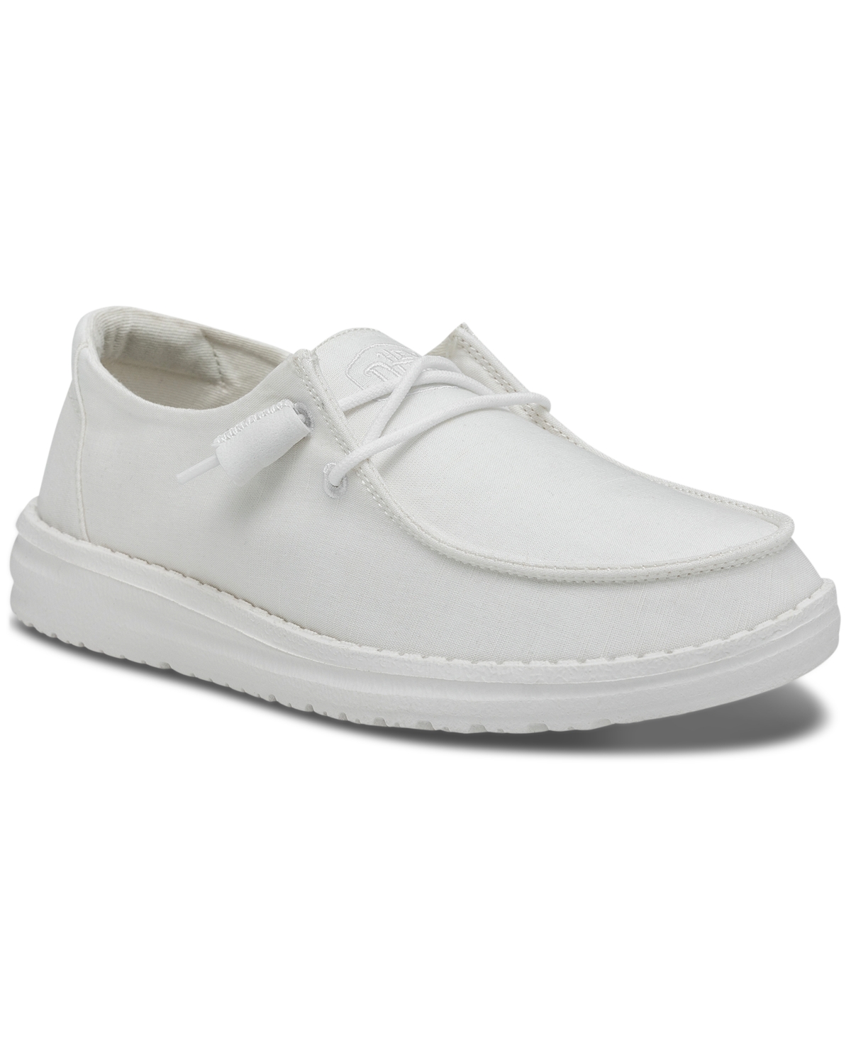 Women's Wendy Slub Canvas Casual Moccasin Sneakers from Finish Line - White