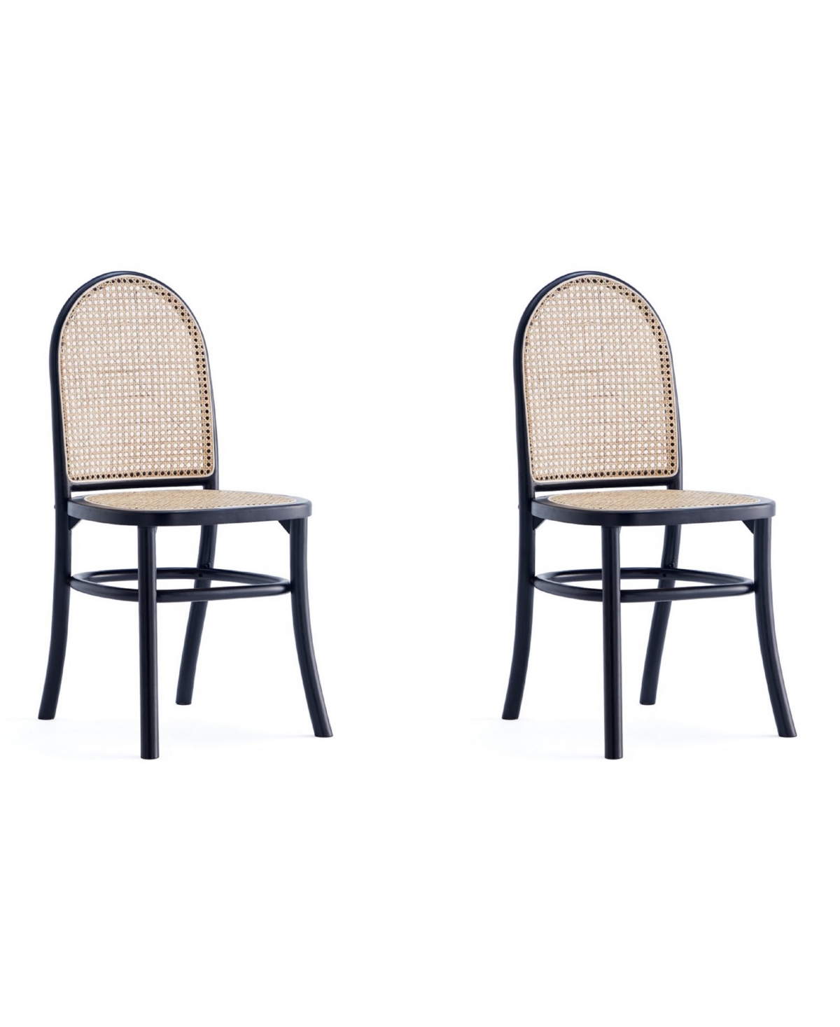 Manhattan Comfort Paragon 2-piece Ash Wood And Natural Cane Dining Chair In Black And Natural Cane