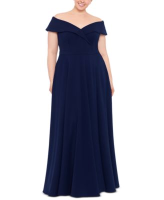 XSCAPE - Plus Size Sweetheart-Neck Off-The-Shoulder Gown