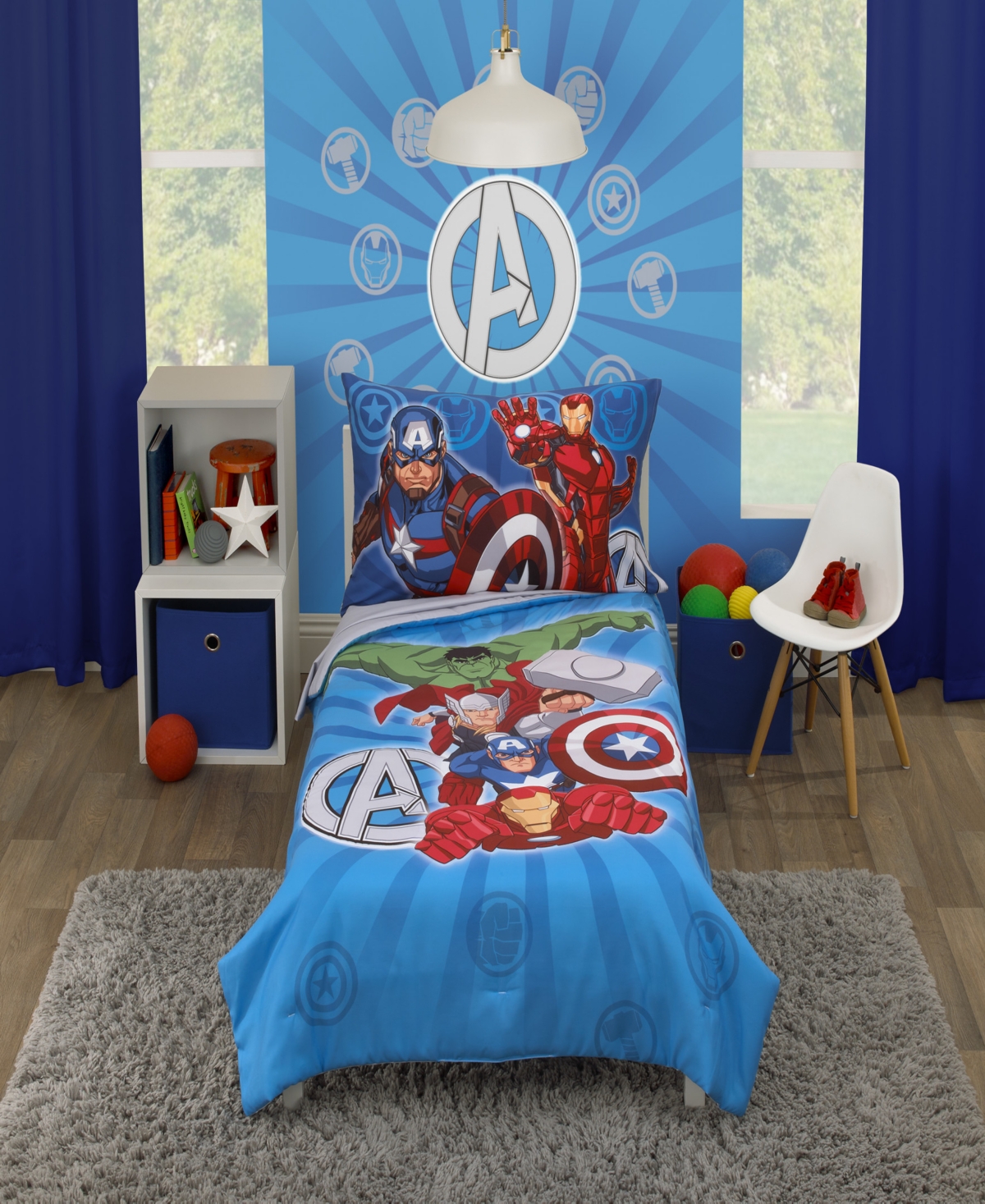 Marvel Avengers Team 4 Piece Toddler Bed Set Bedding In Blue