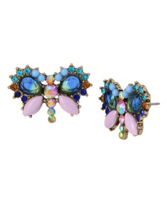 Betsey Johnson Faux Stone Butterfly Stud Earrings - Macy's