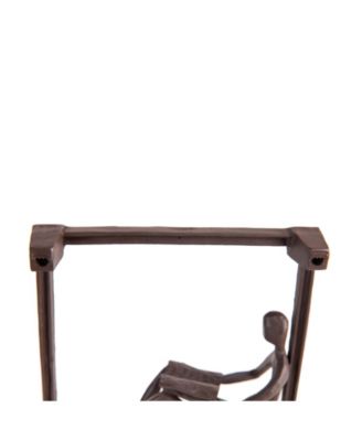 Man Reading on A Window Sill Hanging Wall Art Iron Sculpture