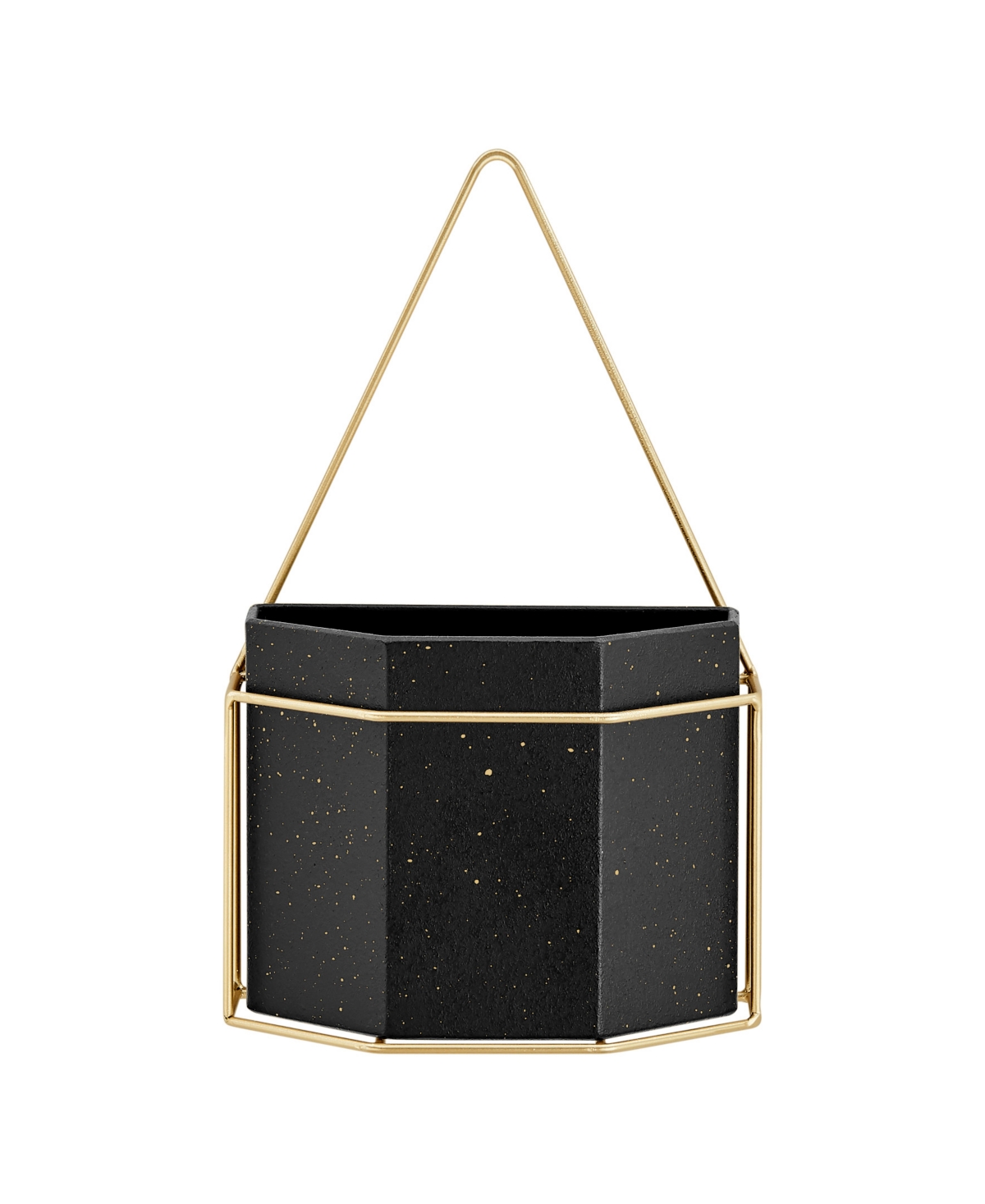 Danya B Modern Geometric Metal 3-piece Wall Planters Set In Black,gold