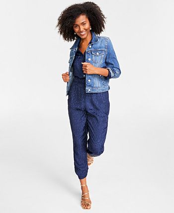 On 34th Women's Animal-Print Jacquard Jumpsuit, Created for Macy's - Macy's