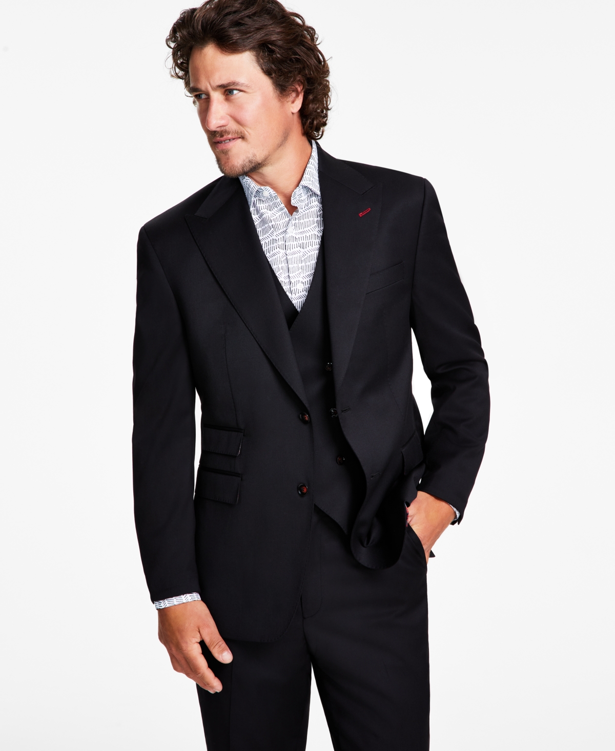 Men's Classic-Fit Solid Suit Jacket - Black