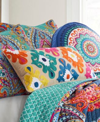 Fantasia Boho Crewel Stitch Decorative Pillow, 12" x 24"