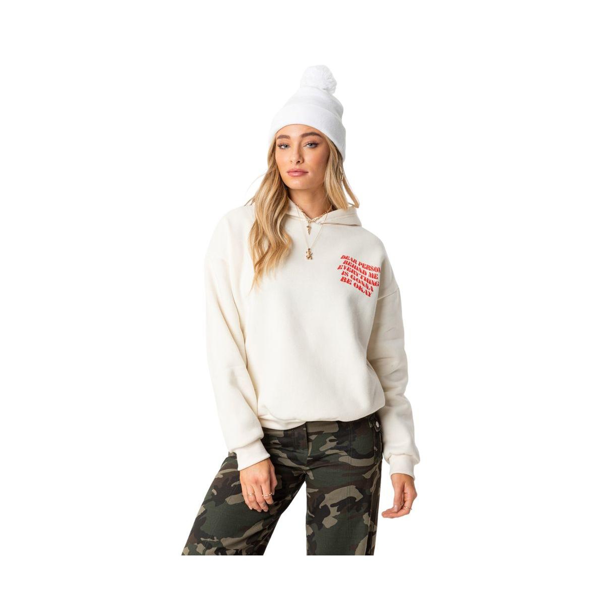 Shop Edikted Women's Everything Ok Hoodie In Cream