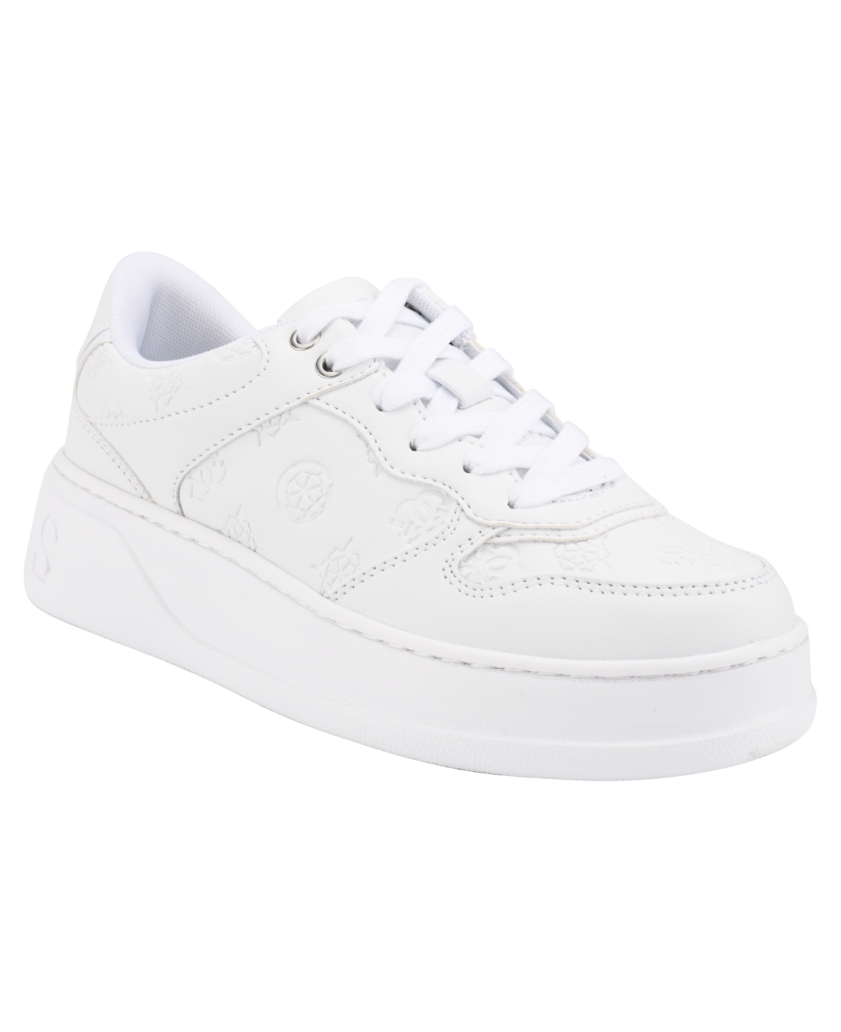 Shop Guess Women's Cleva Lace-up Logo Platform Fashion Sneakers In White Multi