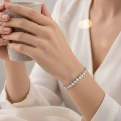 Beautiful Clear Round Brilliant 3MM Cubic Zirconia Bracelet.