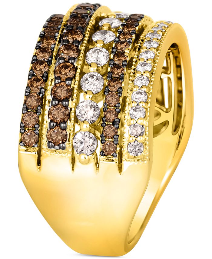 Le Vian Chocolate Diamond & Nude Diamond Multirow Statement Ring (1 1/2 ct. t.w.) in 14k Gold