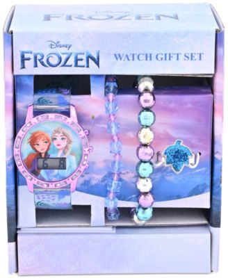 Girls' Digital Disney Frozen Light Blue Silicone Strap Watch 33mm Gift Set