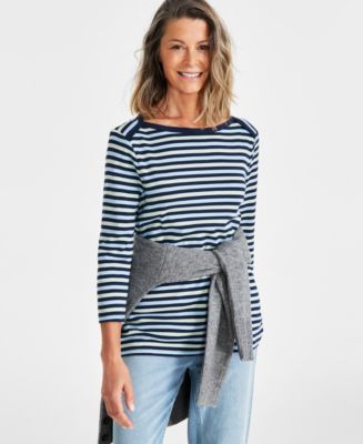 売れ筋商品|||スタイルアンドコー Tシャツ トップス レディース Plus Size Stripe Button-Trim T-Shirt, Exclusively at Macy's Stonewall Style & Co Plus Size Stripe Button-Trim T-Shirt, Exclusively