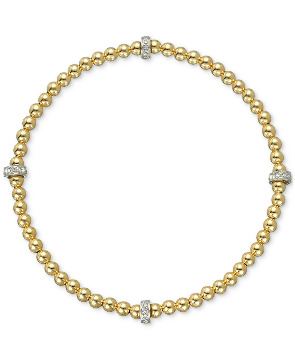 Zoe Lev Diamond Accent Rondelle Bead Stretch Bracelet In 14k Two-tone Gold