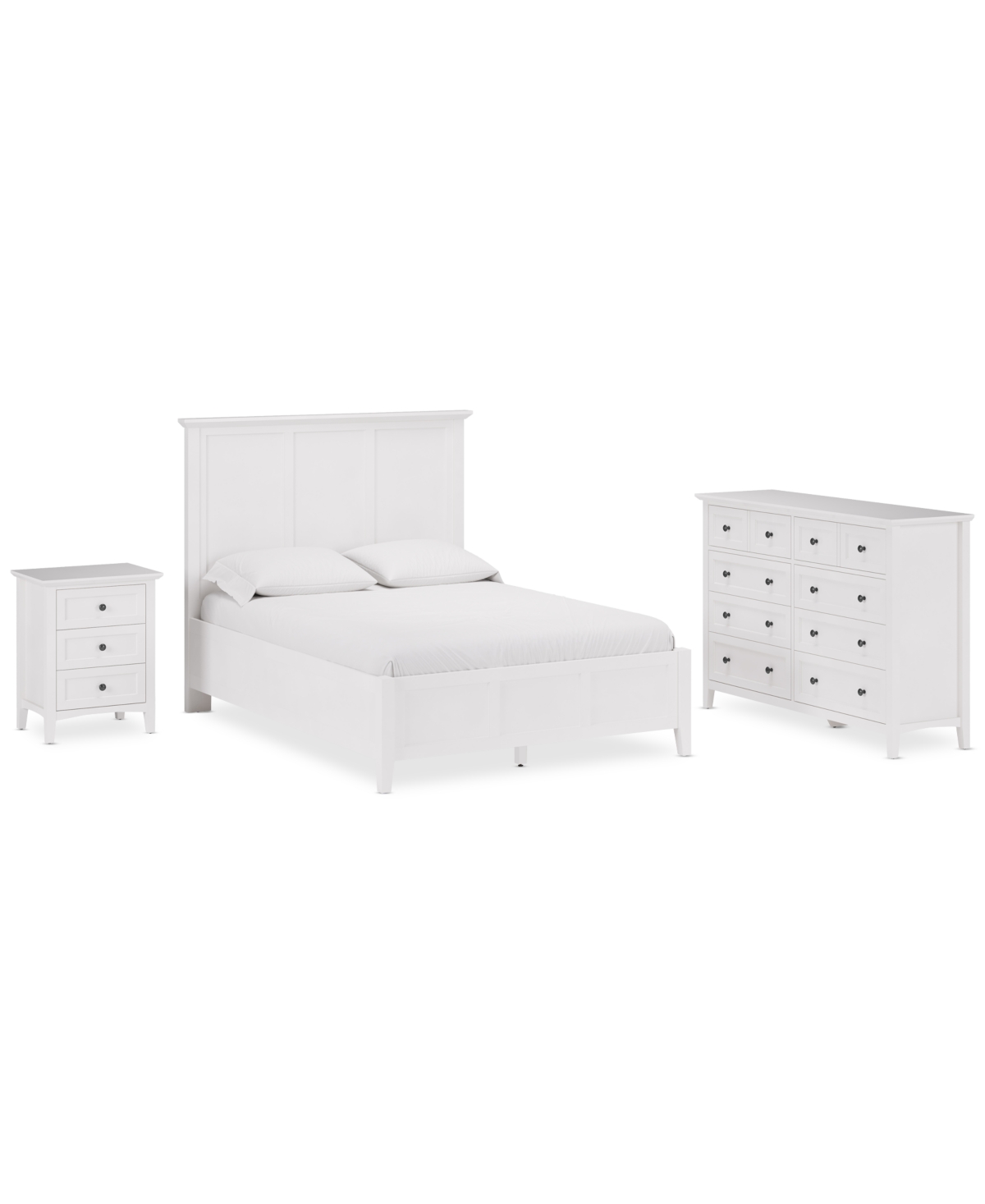 Shop Macy's Hedworth Queen Bed 3pc Set (queen Bed + Dresser + Nightstand) In White