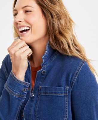 Women's Belted Denim Wrap Jacket, Created for Macy's 