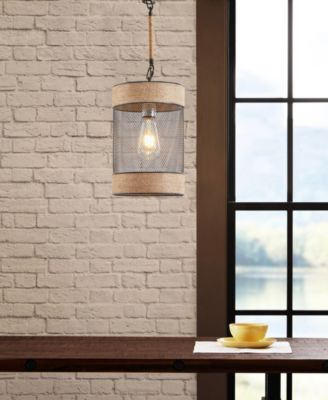 Orion Natural Rope and Metal Mesh Cylinder Pendant Lamp