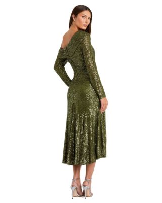 Women's Ieena One Shoulder Sequin Long Sleeve Midi Dress