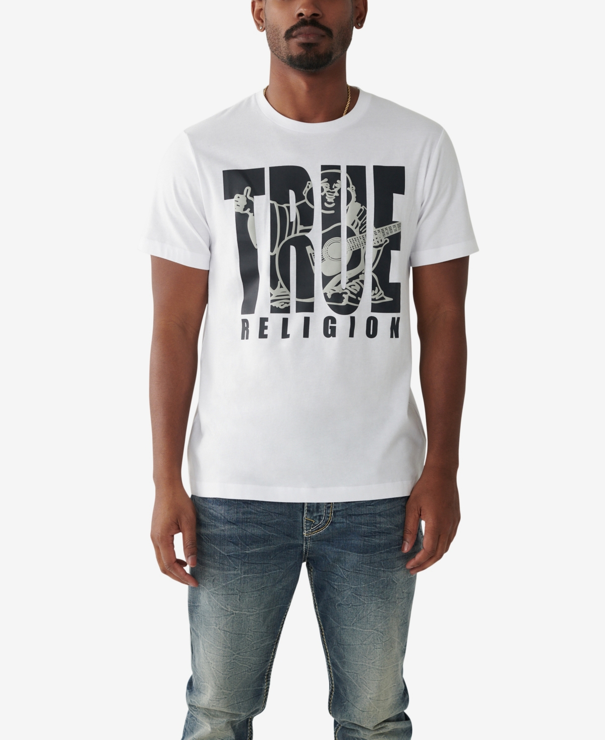 helvede solo rynker True Religion Men's Short Sleeve Shadow Buddha T-shirt In Optic White |  ModeSens