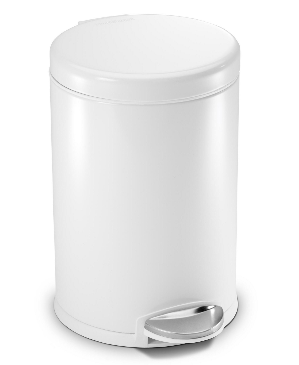 Simplehuman 4.5 Litre Steel Round Step Can In White Stainless Steel