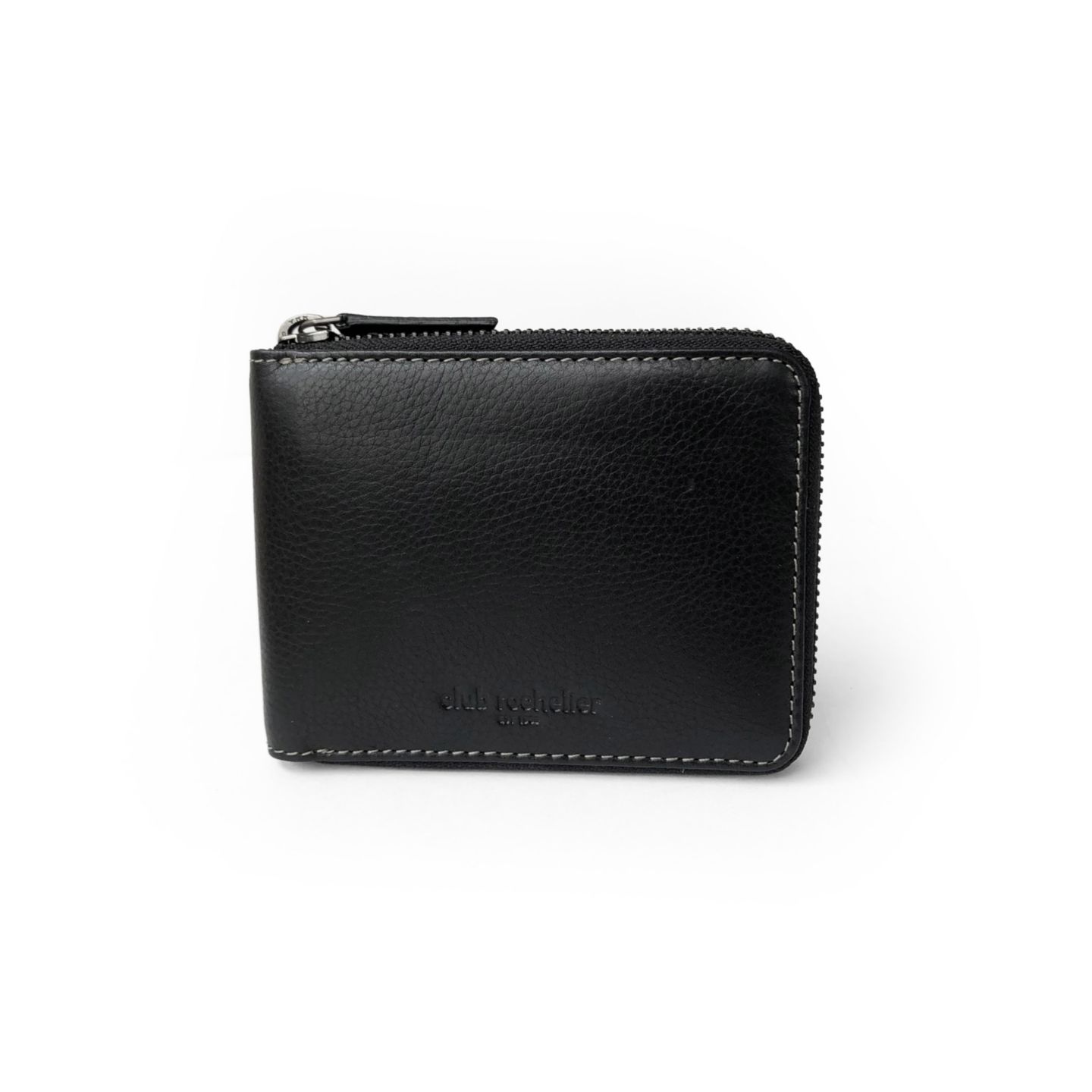 Мужской кошелёк Club Rochelier Full Leather Zipper Around Wallet with Center Wing, цвет: Чёрный — фото 1