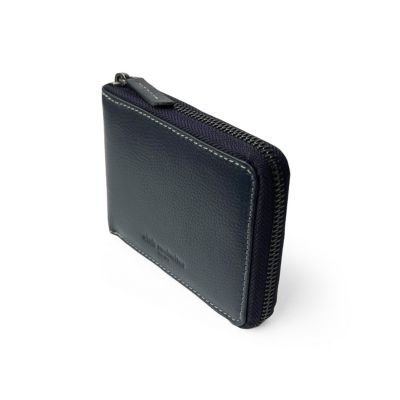 Men's Full Leather Zipper Around Wallet with Center Wing
