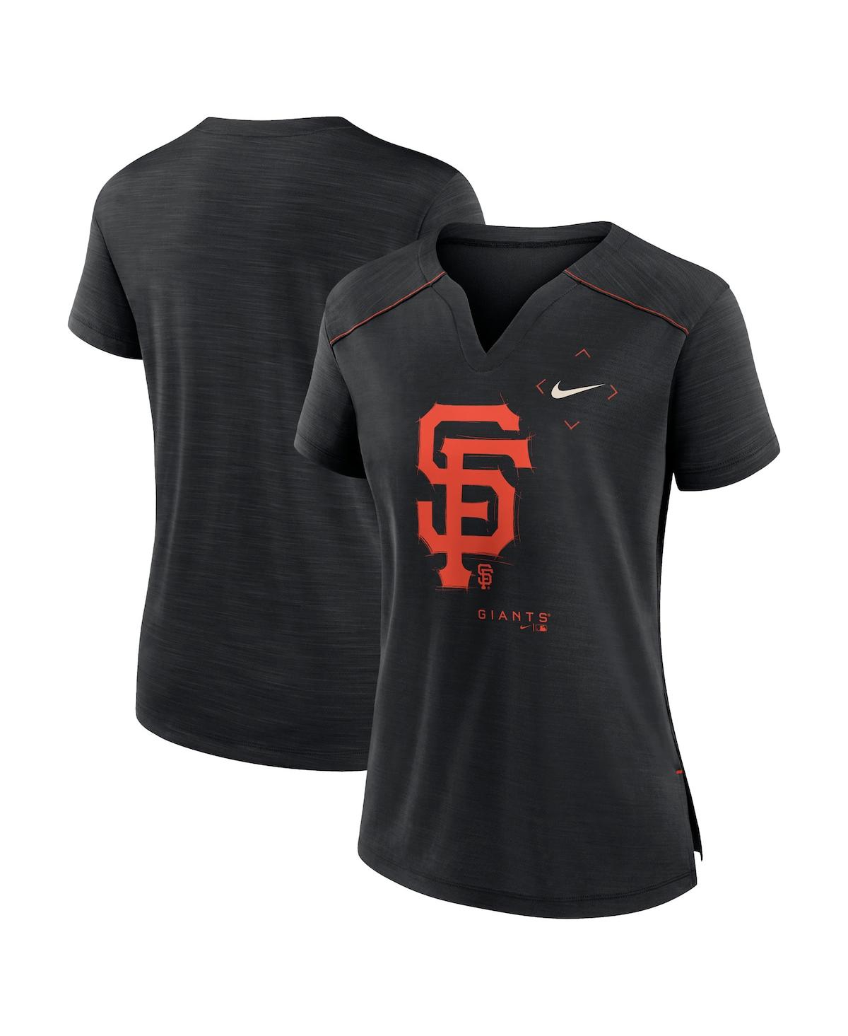 Shop Nike Women's  Black San Francisco Giants Pure Pride Boxy Performance Notch Neck T-shirt