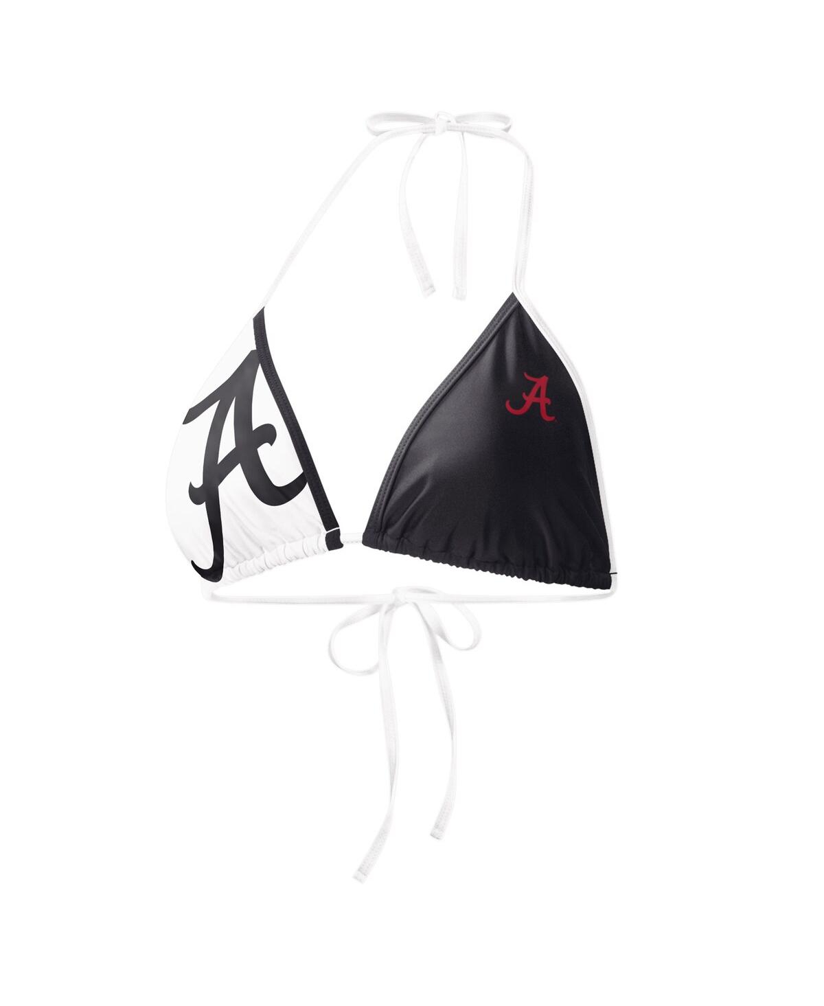 G-iii 4her By Carl Banks Women's  Black, White Alabama Crimson Tide Play Action Bikini Top In Black,white