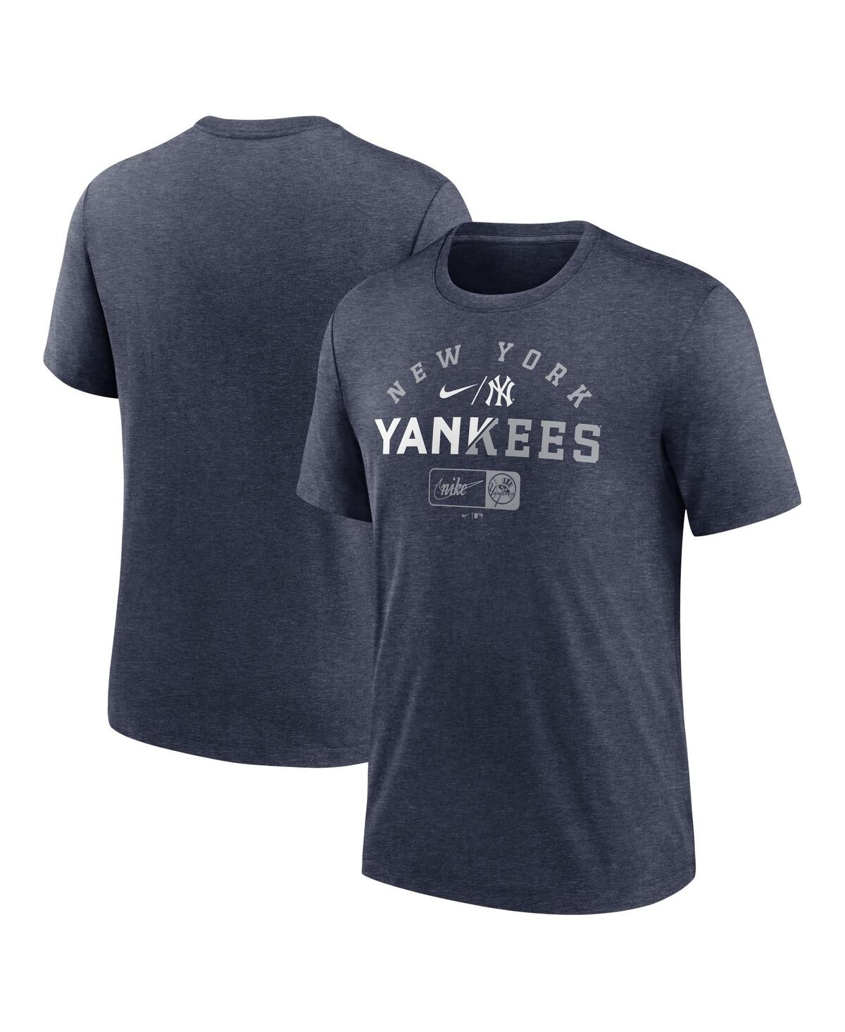 Nike Men's Gray and Navy New York Yankees Game Authentic Collection  Performance Raglan Long Sleeve T-shirt