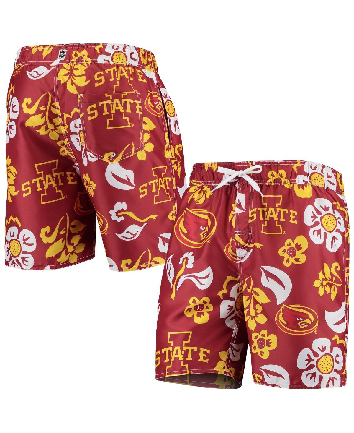 Shop Wes & Willy Men's  Cardinal Iowa State Cyclones Floral Volley Swim Trunks