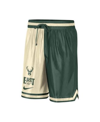 Men's Hunter Green, Cream Milwaukee Bucks Courtside Versus Force Split DNA Performance Shorts